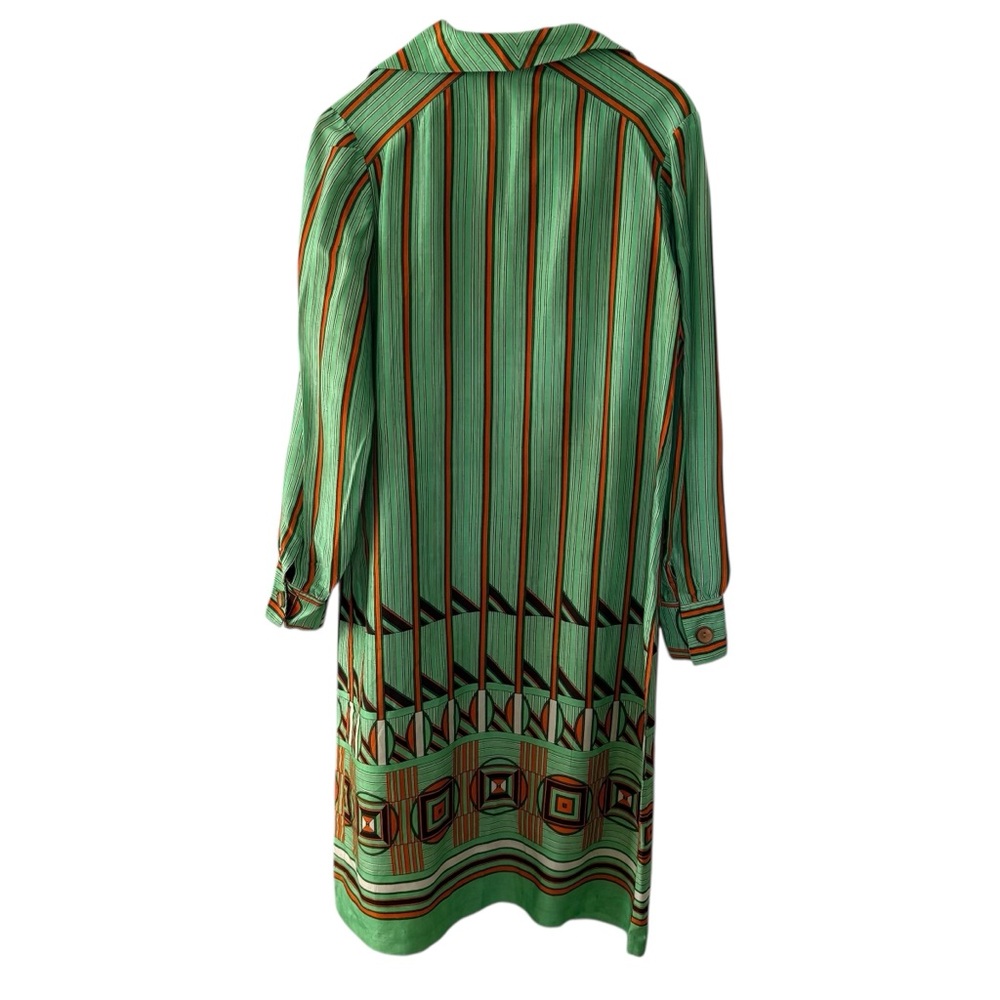 Vintage Celine Lambert Green and Brown Long Sleeve Dress - Picture 6 of 14